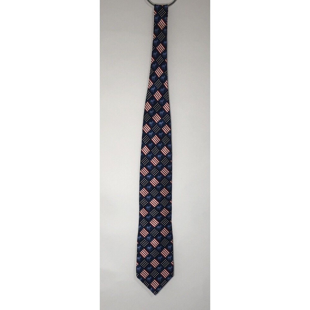 Vintage Ralph Marlin & Co. Democrat Silk Necktie 1995 Stars & Stripes Donkey